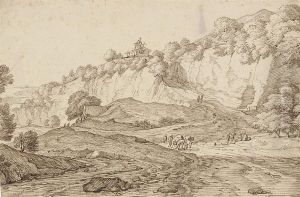 View Of Le Balze Di Volterra With The Church Of Ss. Giusto E Clemente Beyond by Jacob Esselens
