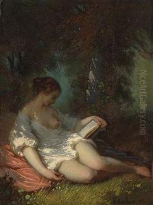 Reader In A Park by Louis Antoine Estachon