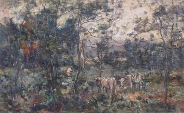 Cattle In A Wooded Landscape - view 1