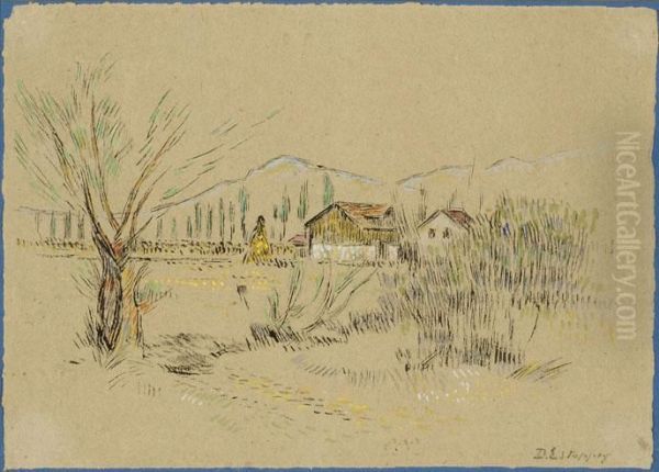 View Of A Farm With Mountains In The Background - view 1