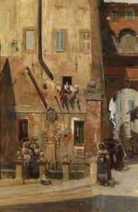 Busy Streets Of Siena by Theodor Josef Ethofer