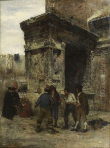 Scene Animee Dans Une Rue De Rome by Theodor Josef Ethofer