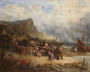 Le Retour De La Peche Sur La Plage by Eugene Isabey