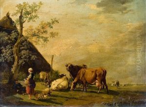 Vee Voor De Hoeve by Eugene Verboeckhoven