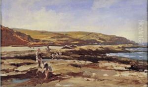 Personnages Dans Un Paysage Desertique De L'afrique Du Nord. by Charles Fr. Eustache