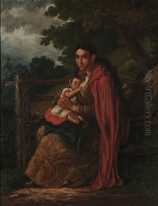 Mother And Child Seated On A Stile