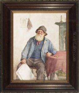 Fisherman With His Navigation Map by Frederick Mcnamara Evans