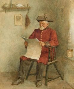A Chelsea Pensioner Seated In Aninterior by Frederick Mcnamara Evans