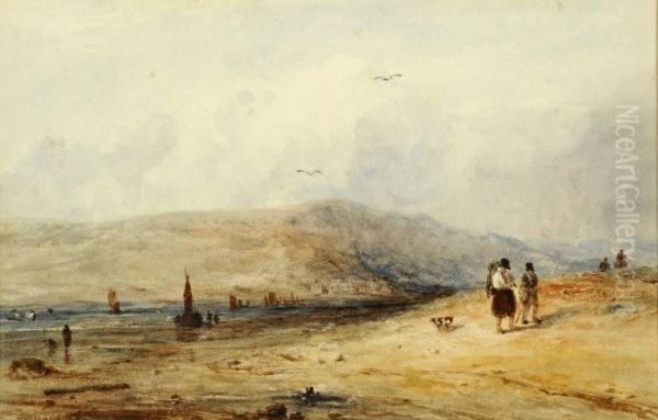 Figures On A Beach With Moored Fishing Boats - view 1
