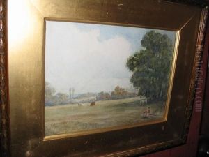 River Landscape With Anglers And Cattle by William of Eton Evans