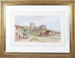 Bamburgh Village And Castle by Samuel Thomas George Evans, R.W.S.