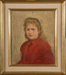 Portrait De Fillette En Rouge by Henri-Jacques Evenepoel