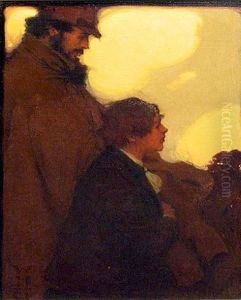A Portrait Of A Father And Son In Profile by Walter Hunt Everett