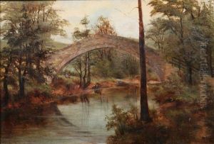 Stone Bridge Over River by M. Evers