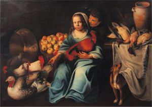 Jeune Fille Aux Pommes Et Poules by Cornelis Willemsz. Eversdyck