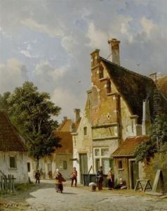 View Of A Town by Adrianus Eversen