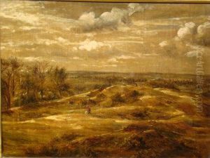 A Couple Walking Over Hampstead Heath On A Cloudy Winter's Day