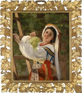 Laughing Girl In Southern Italian Folk Costume by Evgraf Semenovich Sorokin