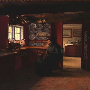 Interior With A Fano Woman Polishing A Kettle