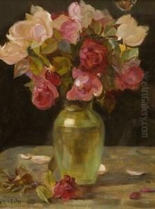 Rosen In Glasvase. by Judith Exter