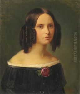 Portraits Of Louis Vohsen And His Wife Fanny Vohsen by Carl Eybe