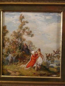Ruhe Auf Der Flucht, Mit Tieren. by Gustav Eyer