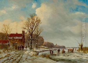 Landscape With Frozen River.