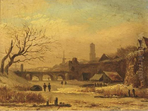 Witte Vrouwen Poort In Utrecht In Winter - view 1