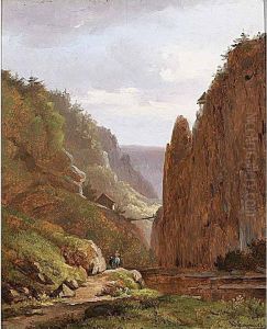 Travellers In A Mountainous Landscape