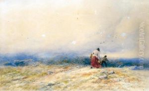 Lady Painting In A River Landscape by Arnoldus Johannes Eymer