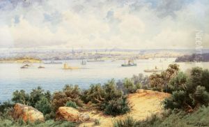 Sydney Harbour From The North Shore Looking Towards The City Skyline by Gladstone Eyre