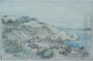 Beach Scene At Gloucester, Massachusetts by Louisa Eyre