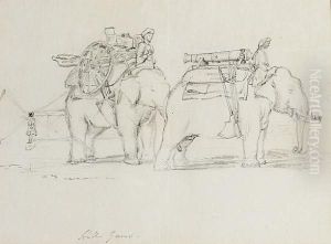 Cannon Being Transported By Elephant, India by Vincent, Lieutenant Eyre