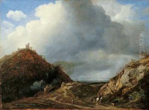 Hugelige Landschaft Mit Burgruine by Johann Christian M. Ezdorf