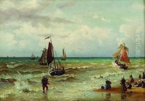 Am Strand Von Scheveningen by Friedrich Wilhelm Fabarius