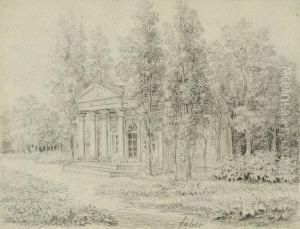 Pavillon In Parklandschaft.