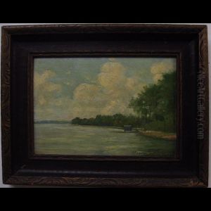 Shoreline With Boathouse by Henri Zotique Fabien