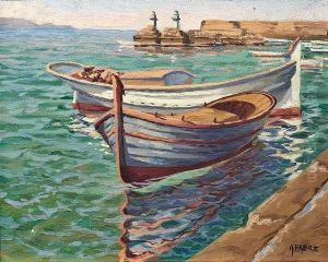 Fishing Boats Ina Harbour by Auguste Victor Fabre