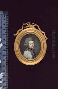 A Young Officer, Called Monsieur Bachelet, Wearing White Uniform With Black Facings, Gold Lace And Epaulettes, His Powdered Wig Worn