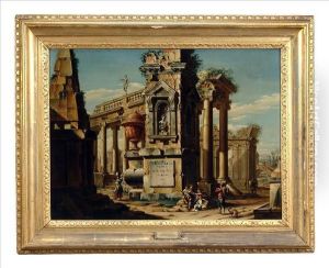 Figures Among Roman Ruins by Jacopo Fabris Venice