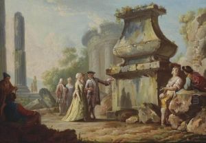 A Capriccio Of Classical Ruins With Elegant Company by Pietro Fabris