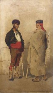 Spanish Herdsmen Conversing by Luigi Fabron