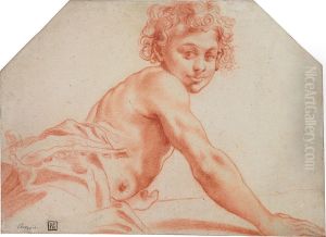 A Seated Male Youth, His Torso Bare by Pietro Faccini