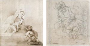 Recto: Madonna And Child And St. John The Baptist Verso: Study For A Deposition by Pietro Faccini