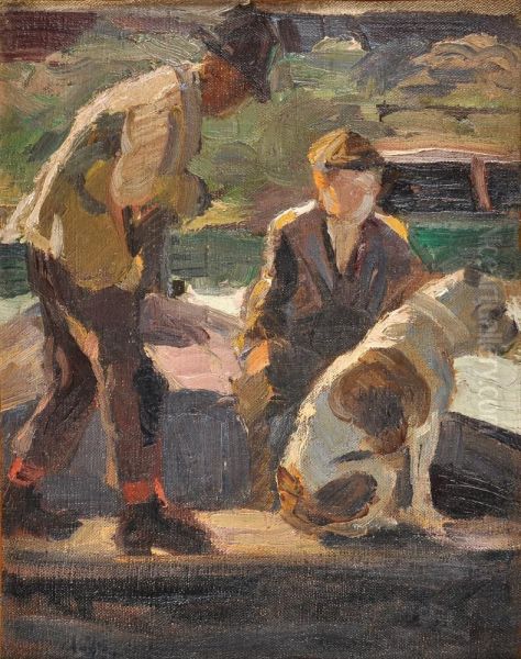 Personajes Con Perro En Un Bote - view 1