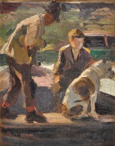 Personajes Con Perro En Un Bote by Fernando Fader