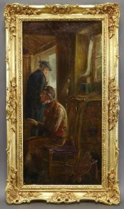 Interior Scene With Two Men by John Faed