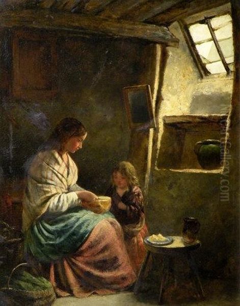 Mother And Child In A Cottage Interior - view 1