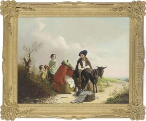 A Family Of Travellers Resting by Thomas Faed