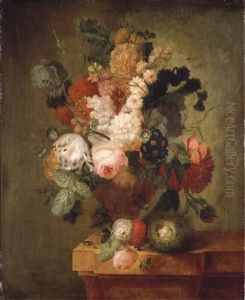 Roses, Carnations, A Tulip And Other Flowers by Pieter Faes